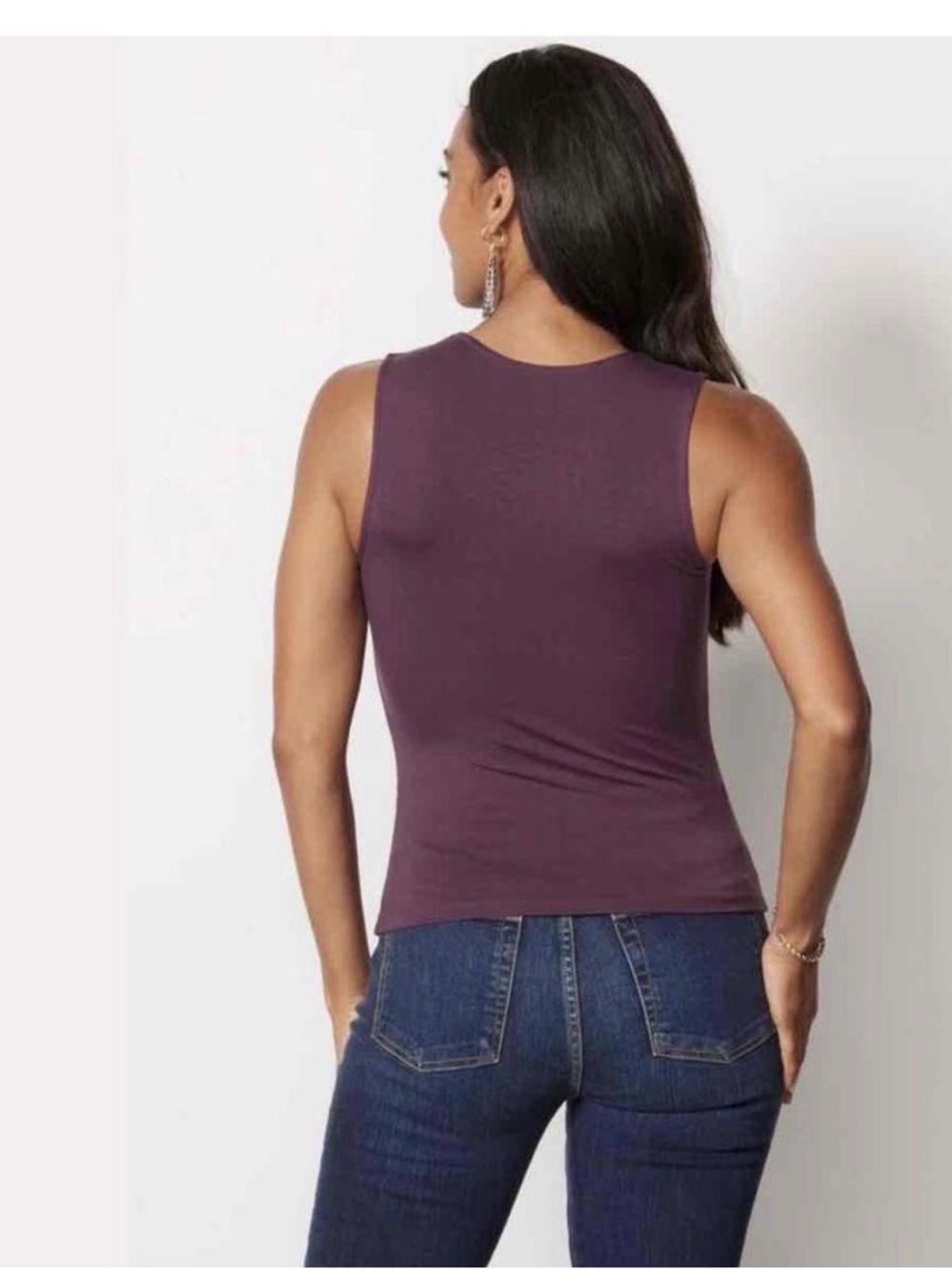 Evereve Plum Asymmetric Neck Sleeveless Tank - Picture 4 of 10